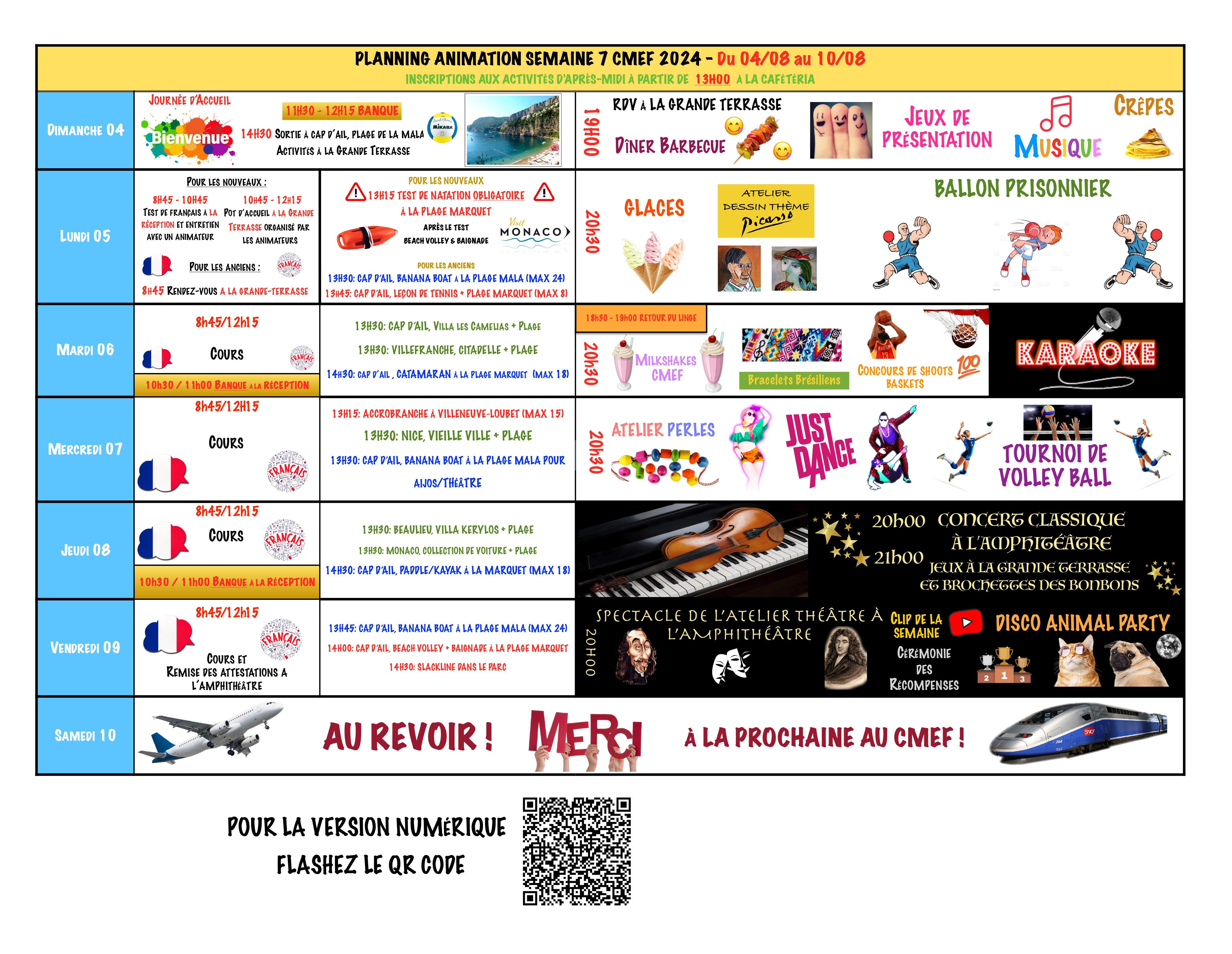 Programme de la semaine